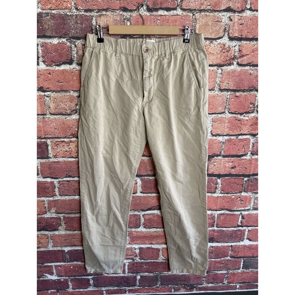 Marine Layer Saturay Twill Slim Straight Chino Pants Mens M x32 Beige